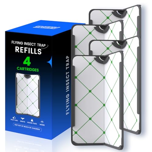 PIXIEPEL Flying Insect Trap Refill - for PIXIEPEL Indoor Fly Trap - Catch Gnats, House & Fruit Flies, Mosquitoes - Mess-Free Disposal (4 Refill Cartridges)