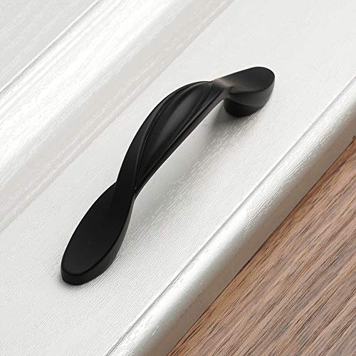 Koofizo Twisted Cabinet Bow Pull - Black Furnituer Handle, 3 Inch/76mm Screw Spacing, 10-Pack for Kitchen Cupboard Door, Bedroom Dresser Drawer, Bathroom Wardrobe Hardware - Thumbnail 4