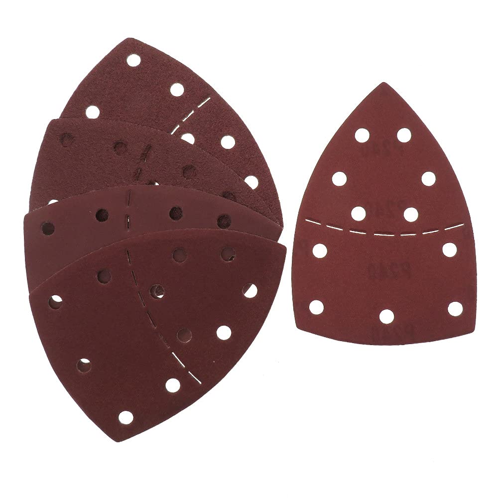 100 hojas de lija separables, papel de lija triangular, 105 x 150 mm, 11 agujeros, disco de lija de bucle de gancho, grano 40/60/120/150/240, h, 40 120 180 240 320
