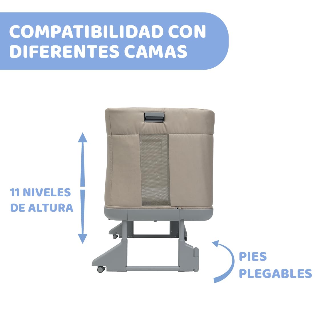 Chicco Next2Me Forever, Cuna Colecho Bebé 3in1, Se Convierte en Cuna Montessori, hasta 4 Años (22 Kg), Altura Ajustable, Buena Circulación del Aire, 4 Ruedas, Colchón Incluido