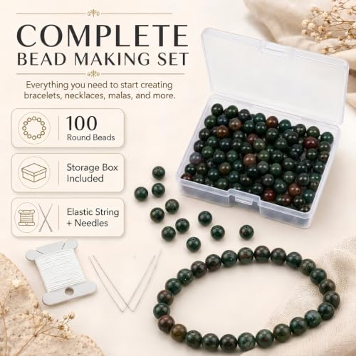 Cuentas de piedra de sangre de 6 mm con estuche para no perder piezas 4