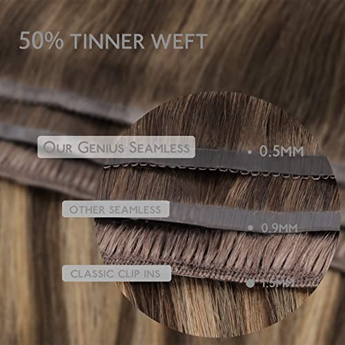 Image of WENNALIFE Invisible Edge Seamless Clip in Hair Extensions Real Human Hair