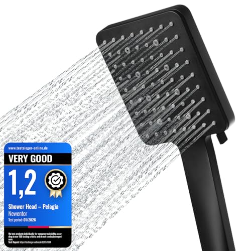 Shower Head High Pressure 6 Modes Universal Fitting(G1/2) Square Black