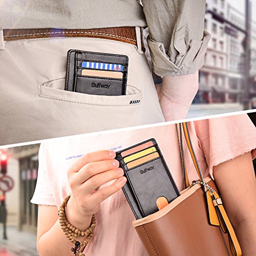 Buffway Slim Minimalist Front Pocket RFID Blocking Leather Wallets for Men Women - Image 8