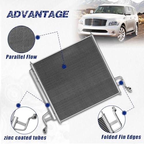 Image of Air Conditioning A /C Condenser Compatible with Nissan Titan 2004-2015 Armada 2005-2015 Pathfinder Armada 2004 Infiniti QX56 2004-2010# 3239, 3239C, 921007S200, 92100ZC00A