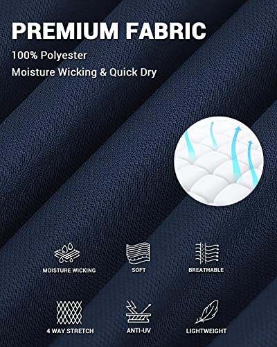 Polu Men's Polo Shirts Short Sleeve Casual Outdoor Performance Golf Tennis Polo T-Shirt 3 Buttons Navy Blue Xl #TOP5