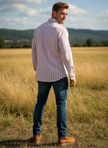 Image of Lymio Men Shirt | Men's Striped Button Down Shirt - Slim Fit Casual & Resort Wear Shirts for Men | Premium & Trendy | Summer and Vacation Ready (Crazy-Full)