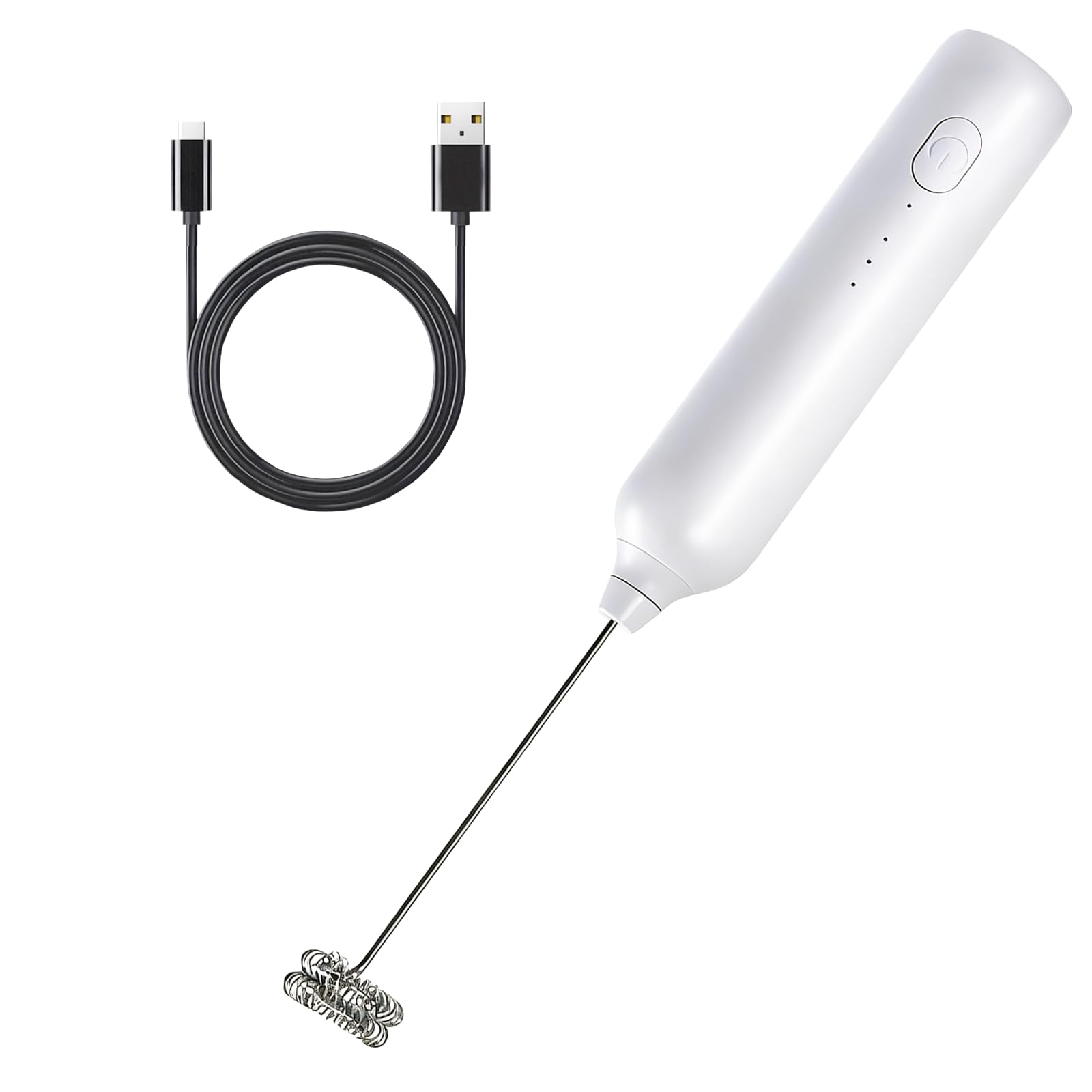Laposso Milk Frother Type-C Rechargeable Handheld Electric Whisk Coffee Frother 3 Speed Adjustable Foam Maker Blender for Coffee Matcha Latte Cappuccino Hot Chocolate Kitchen Gifts(White)