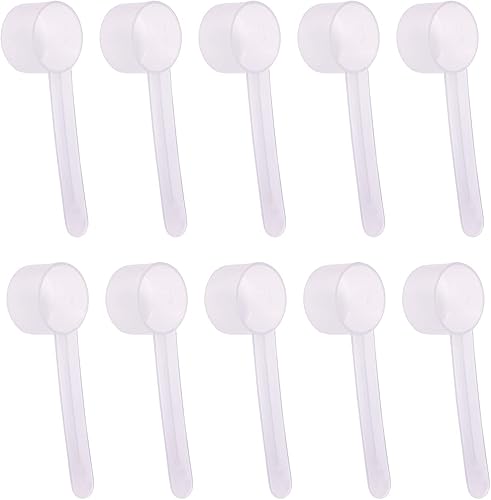 ONLYKXY 10 cucharas medidoras de plástico transparente de mango largo, cucharas de leche en polvo, cucharas, herramientas de cocina (0.18 oz)
