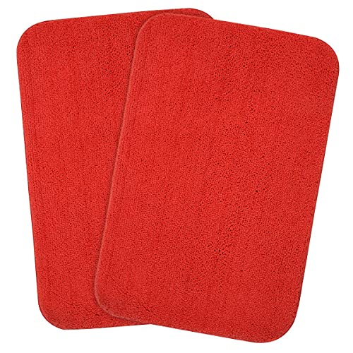 Image of SKIVE India Solid Anti Slip Bathmat,Colour Red Size(40 x 60 cm) Set of 2 Piece