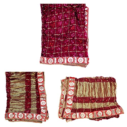 Decorative Chunari Women Chunari Puja Cloth Mata Ki Chunri Backdrop Chunni (72 x 18 \) Indian Traditional Festival for Statue Chowki Aasan Mandir Decoration Puja Cloth Yellow Mothers day mom gifts