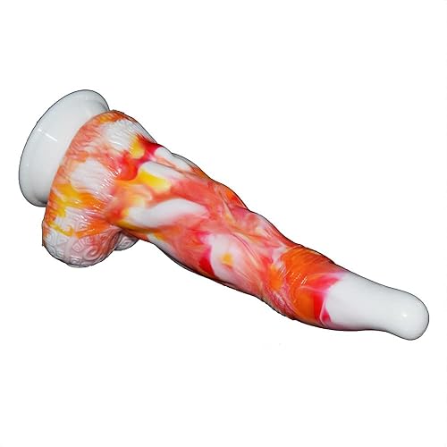 Consolador anal de succión multicolor suave irregular para mujeres y hombres, regalo para amantes (rojo+amarillo + blanco)