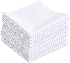 30 Pieces 25 x 25 cm, White Handkerchiefs, Handkerchiefs, Cotton, Handkerchiefs, Cotton, Handkerchiefs, Cotton, Hemming, for Pocket Decoration and Cleaning Sweat Stains