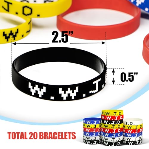 Novidade Place 20Pcs WWJD Pulseiras de silicone, coloridas O que Jesus faria Pulseiras de borracha p