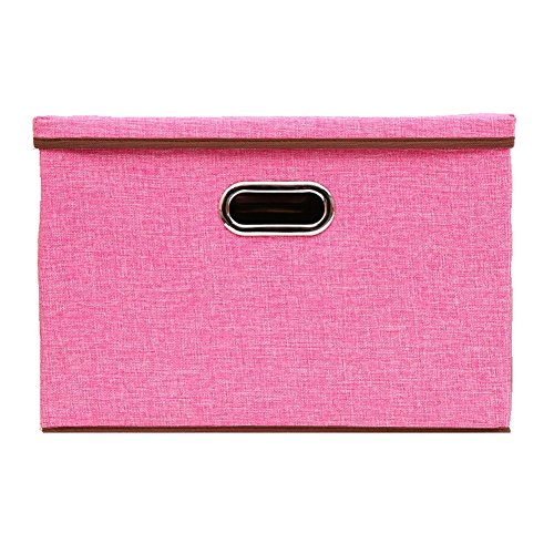 BabyIn Contenedores Plegables de la Caja de la Caja de la cubertería de la Tela de Lino con los cajones de la Tapa (L? 17.7 x 11.8 x 11.8 Inches?, Rosado)