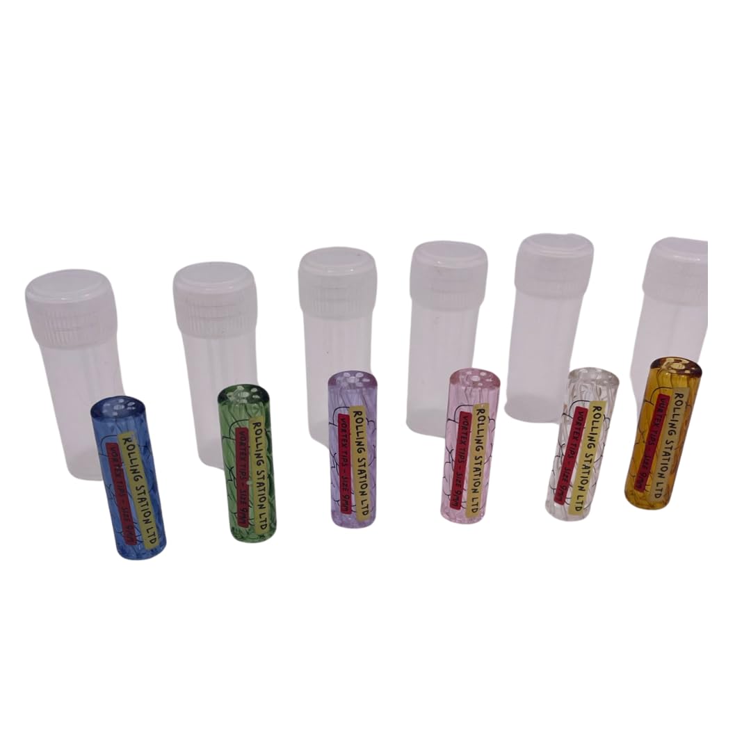 Glas-Filterspitze, 7 Löcher, 9 mm x 30 mm, leicht zu reinigen, Blau – Klar – Rosa – Gold – Grün – Lila, 6 Farben (6 Stück)