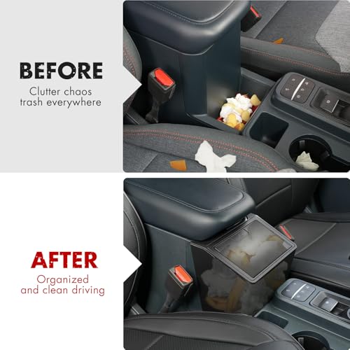 Image of Mabett Lidded Console Storage Box for Ford Maverick Accessories 2026 2025 2024 2023 2022, Seal-Lid Heavy-Duty Multi-Scenario Organizer Front Seat Armrest Trash Can