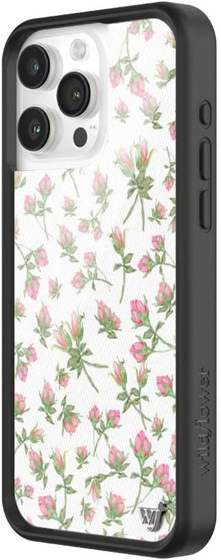 Wildflower Cases - Compatible with iPhone 15 Pro Max| Protective Black Bumper, 6.5ft Drop Test Certified, Women Owned Small Business | Pink White Floral Trendy Cute | Pink Posie Rosie - Image 2