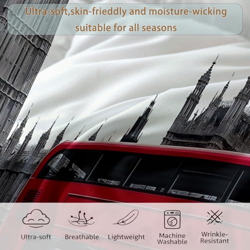 Edredón nórdico de 240 x 220 cm blanco con diseño de autobús imperial reversible 7