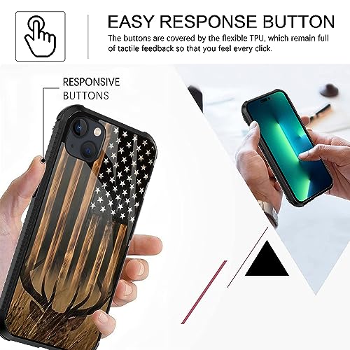 Image of Case for iPhone 15,Deer American Flag Case for iPhone 15 Design for Men Boys [Anti-Scratch] Non-Slip+Shockproof Rugged TPU Protective Case