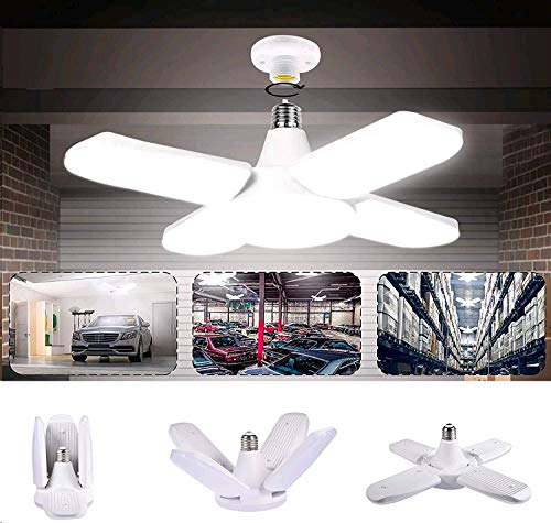 LED Garage Light, WZTO LED Garage Ceiling Lights 80w 8000lm E27/E26 LED Bulb Shop Garage Lighting Super Bright Led Garage Light Basement Lights for Garage Warehouse Workshop Lighting