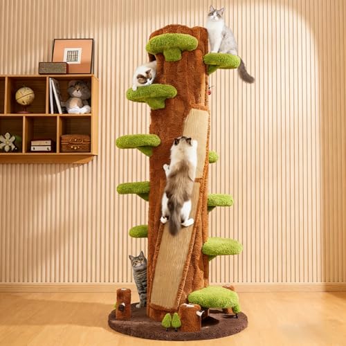 Torre rascador grande para gatos 90 pulgadas natural miniatura 1