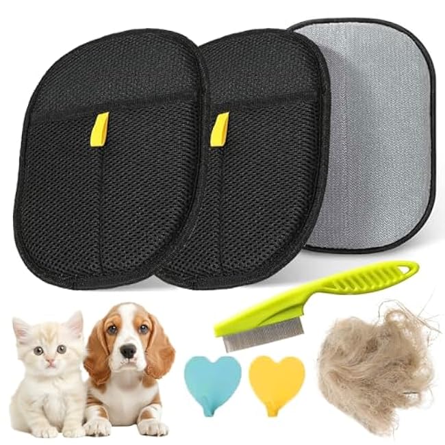 2pcs - Pet Hair Removel Glove for Cats & Dogs, Electrostatic Pet Hair Removal Gloves for Couch, Cat Grooming Gloves, Reusable Cat and Dog Hair Removel for Sofas, Furniture, Carpets and Curtains-TnC5Xofj