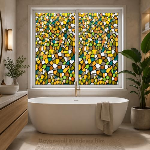 Image of Self Adhesive Window Privacy Film for Glass Windows & Doors | UV Blocking, Heat & Glare Reduction | Decorative Frosted Glass Film Easy to Apply (Multicolor, 12X150 Inch)