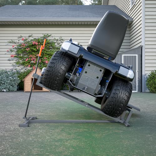 Large Riding Lawn Mower Lift Jack 880Lbs for Wide 46' Ride on Lawn Mowers & Garden Tractors,Foldable Lawn Tractor Lift with Manual and Power Handles Fit Multiple Mowers