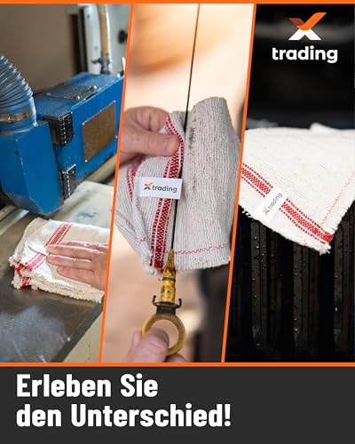 X trading Industrietücher 30x30 cm 10er-Pack - Saugstarke Reinigungstücher aus 80% Baumwolle & 20% Polyester, Waschbar bis 60°C, Hochwirksam gegen Schmutz, Fett & Flüssigkeiten