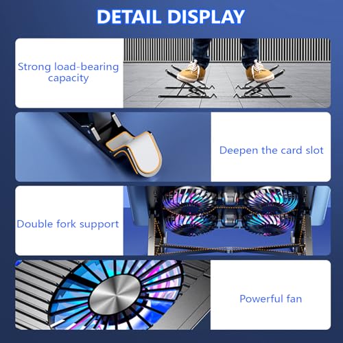 Base para laptop con ventilador LED y soporte plegable miniatura 3