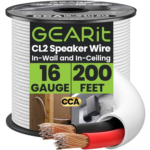 GEARit in Wall Speaker Wire,16 Gauge White Speaker Wire 200FT CL2 Rated by GEARit - Used condition - US$25.09