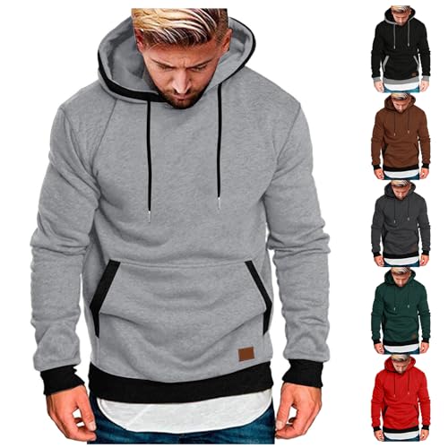 Wankang Mens Fleece Hoodies Pullover Casual Long Sleeve Sweatshirts Pullovers Trendy Drawstring Hooded Sweatshirt with Pocket3