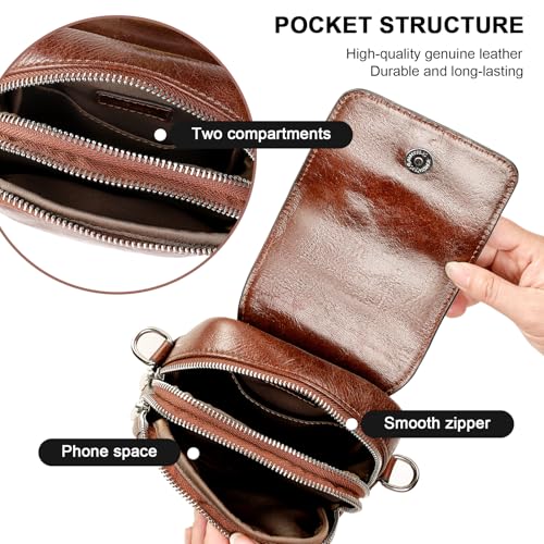 Genuine Leather Crossbody Bags for Women, Small Crossbody Bag for Women，Phone Purses with Adjustable Strap for Travel3