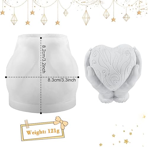 Miniatura 7 de Zayookey Molde de resina de corazón de mano, moldes de silicona para velas de corazón, regalo del día de San Valentín, vela 3D, molde de resina