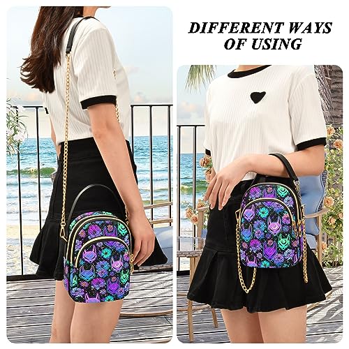 MNSRUU Quilted Crossbody Bags for Women Trendy, Women's Crossbody Handbags Goth Skull Travel Cell Phone Purses Bags3