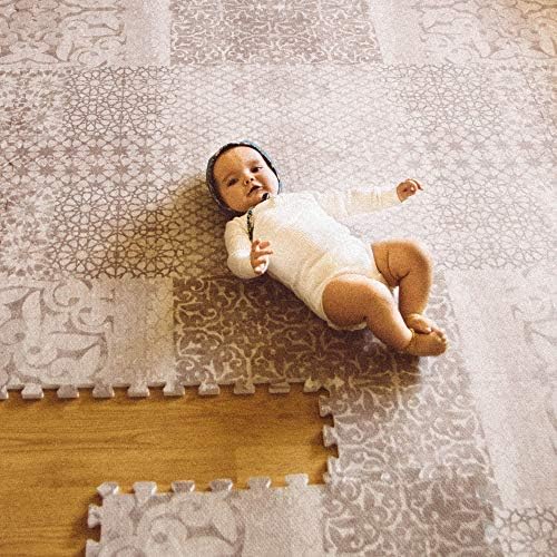Little Nomad Roam Free Play Mat Authentic 8 x 12 Soft Foam Interlocking Floor Tiles | Resembles an Area Rug | As Seen On Abc's Shark Tank Dusk Beige