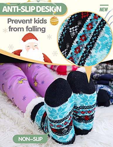 Image of MOGGEI Girls Slipper Fuzzy Socks Kids Boys Fluffy Fleece Lined Warm Plush Sherpa Winter Child Home Socks