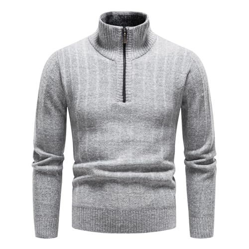 Men's Quarter Zip Polo Sweater, Casual Slim Warm Pullover Sweater, Bottom Knit Long Sleeve Sweater for Fall Winter Spring2