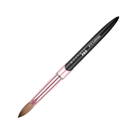 Acrylic Kolinsky Nail Brush with Monomer and Acetone Resistant Handle, Pure Kolinsky Hair & Anti-Clogging Properties - Durable, Professional Quality, Size #10, #12 (#12)