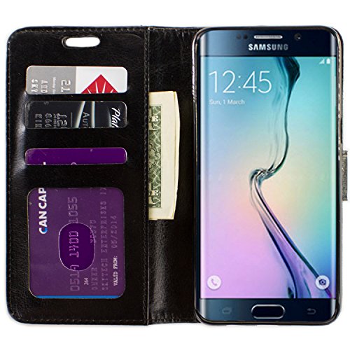 Galaxy S6 Edge+ Plus Wallet Case, Coveron® [Executive Series] Synthetic Leather Flip Folio Cover Pouch Stand Case For Samsung Galaxy S6 Edge+ Plus - Black #TOP1
