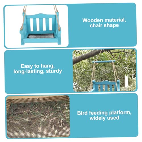 Mangeoire oiseaux suspendre bleu en forme de chaise avec toit jardin - 4