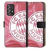 DeinDesign Klapphülle kompatibel mit Samsung Galaxy A52s 5G Handyhülle aus Kunst Leder schwarz Flip Case FC Bayern München Wappen FCB