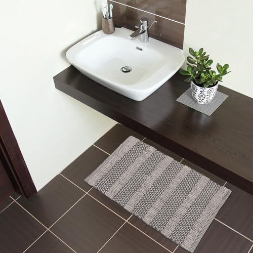 Alfombra de baño absorbente en algodón trenzado con relieve suave 5