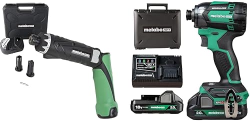 Bundle of Metabo HPT 3.6V Cordless Screwdriver Kit | DB3DL2 + Metabo HPT 18V MultiVolt™ Cordless Triple Hammer BOLT Impact Driver Kit | WH18DC