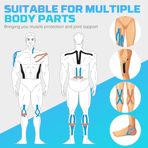 Image of 3 Rolls Kinesiology Tape, 3 Color 2 Inch x 16.4 Feet Uncut Sports Tape with Scissors, Elastic Athletic Tape Waterproof Knees Tape for Ankle Wrists Shoulders Muscle Exercise and Daily Use