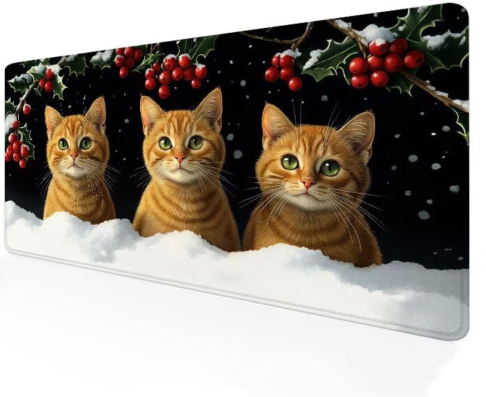 Tapis de souris chat jaune G1-20 XXL : un grand sous-main confortable pour travailler et jouer