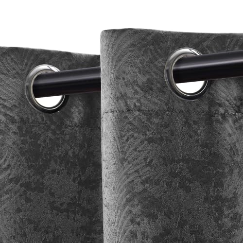 SUPERIOR Wave Semi Blackout Curtains - Geometric Waves - 52" x 120" - Grommet Header - Thermal, Sun Blocking & Room Darkening Drapes for Bedroom, Living Room - Set of 2 Panels - Grey