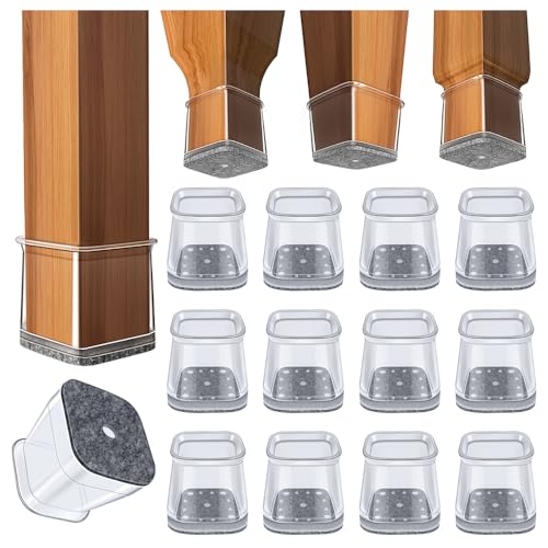 32 Piezas Protectores Patas Sillas Silicona, Cuadradas Protector Suelo Silla, Tacos para Patas de Sillas, Proteger Pisos de Madera Dura, Fundas de protección (Fit: 26-39 mm)
