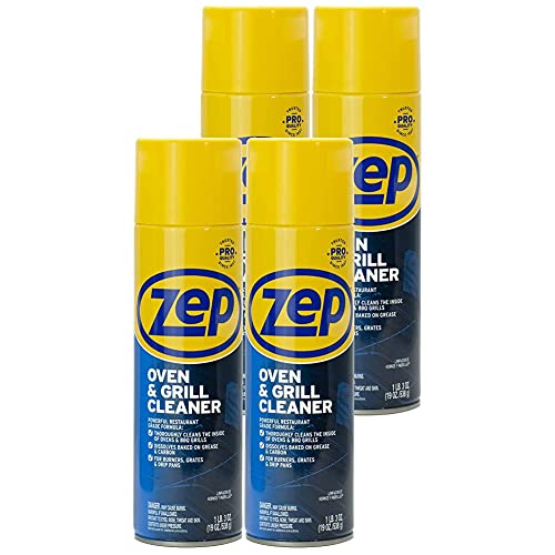 Zep Heavy-Duty Oven and Grill Cleaner - 19 oz (Case of 4) ZUOVGR19 - Dissolves Grease on Contact on Burners Grates and Drip Pans